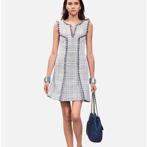 CHANEL Black and White Mini Dress with Blue Accents